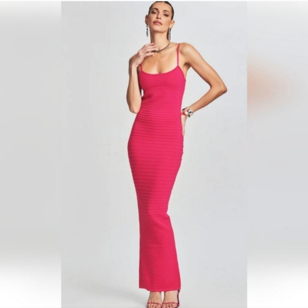 Retrofete Kylie Bandage Knit Dress Dragon Fruit Pink Size Large NWT Sleeveless